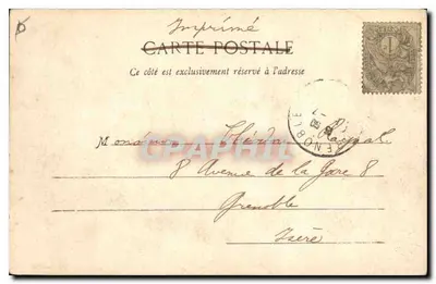 GAP - Pomnik Barona Ladoucette i Kaszernia — wydawca Chebé A. B., Pons, Grenoble — Rewers
