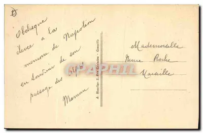O Col do MONT-GENÈVRE (1869 m.) — O Obelisco e a Estrada da Itália — editor A. Hautelier, Grenoble, n° 3084.1 — Verso