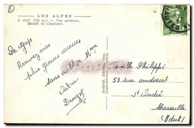 GAP — Vista geral — Massif de Charance — André's Éditeur, Gap — Verso