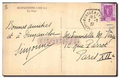 Montgenèvre (1.860 m.) — Zimą — Wydawnictwo Vve François Briatçon — Rewers