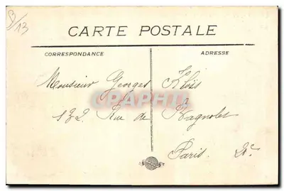 MARSEILLE - Pałac Longchamp — widok z ogrodu z fontanną — wydawca nieznany — Rewers