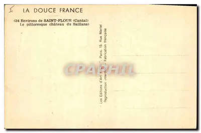 Castelo de Saillans — Ao redor de Saint-Flour (Cantal) — Les Éditions d'Art 'Yvon', n°634 — Verso