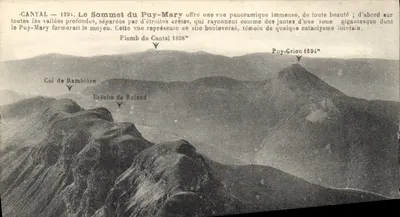 Puy-Mary — Vista panorâmica do cume — Editor A. Thiriat, n° 4294