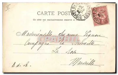Les Charmettes, perto de Chambéry — casa com telhado de ardósia e vinhedos — editor anônimo, n° 582 — Verso