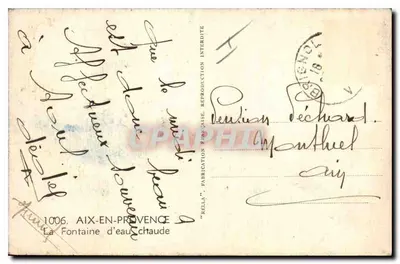 Fontanna ciepłej wody w Aix-en-Provence — Rella, n°1006 — Rewers