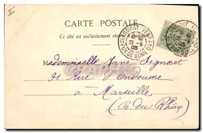Dotarcie na szczyt Puy de Dôme — Lib. Bougé-Béal, 21 rue de l’Ecu, Clermont-Ferrand — Rewers