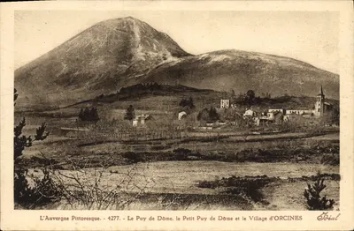 O Puy de Dôme, o Pequeno Puy de Dôme e a Vila de ORCINES — Editor Ideal, n° 4277