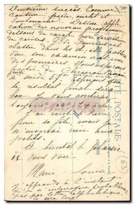 Puy de Dôme - Aankomst op de top — G. Delaunay, uitgever, Clermont-Ferrand, n°63 — Achterkant