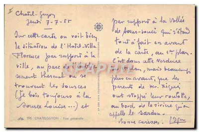 Miasto Châtel-Guyon — Ogólny widok — Wydawca: Châtelguyon, nr 195 — Rewers
