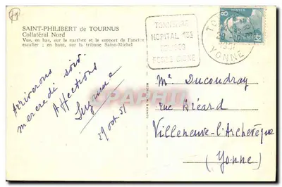 Saint-Philibert w Tournus — Boczna strona północna — widok na nartheks i trybunę Świętego Michała — wydawca Pimp — Rewers