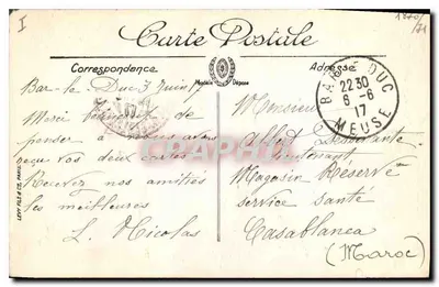 Bar-le-Duc — Pomnik Dzieci Mezury — Wydawnictwo Magazynów Zjednoczonych, nr 58 — Rewers