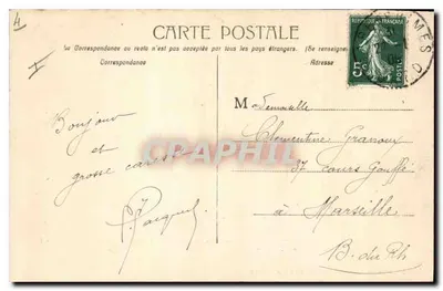 Nîmes - A Esplanada — antes de 1887, com fonte e Arênes — Maison Universelle, Nouvelles Galeries, Nîmes — Verso