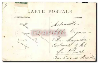 Stara pocztówka Nîmes - Boulevard Victor Hugo — widok miejski z tramwajem — wydawca FRO n°354 — Rewers