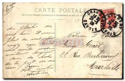 Aix-les-Bains e o Mont Revard, vistos do Col du Chat — E. Reynaudo, Editor, Chambéry — n° 1654 — Verso