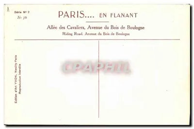 Paris... em Flanant — Allée des Cavaliers, Avenue du Bois de Boulogne — Édition d'Art YVON, Nœudilly — Verso
