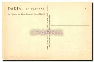 Paryż... w spacerze — 58 Chimera Katedry Notre-Dame i Świętej Kaplicy — Les Éditions d'Art Yvetot — Rewers
