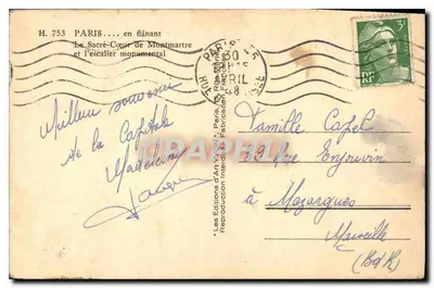 O Sagrado Coração de Montmartre — editor Les Éditions d'Art Lyon, n° H. 753 — Verso