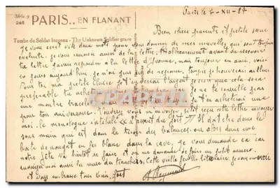 Tumba do Soldado Desconhecido — Paris — Editor Paris. En Flanant, Série 9, n°246 — Verso