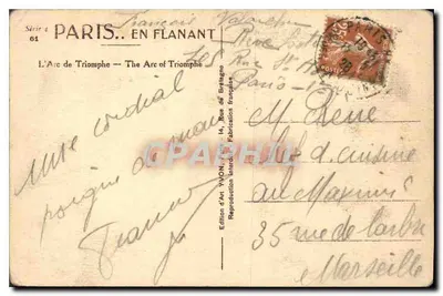 Arco do Triunfo — Paris — Edição de Arte YVON, Série 61 — Verso
