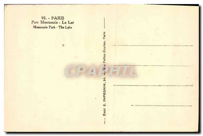 Parc Montsouris - Le Lac — Éditeur E. Papeghin, Paris — Verso