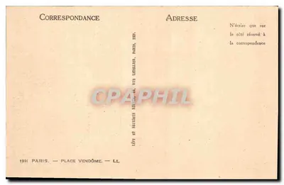 Place Vendôme — Kolumna Vendôme — wydawca LL, nr 1991 — Rewers