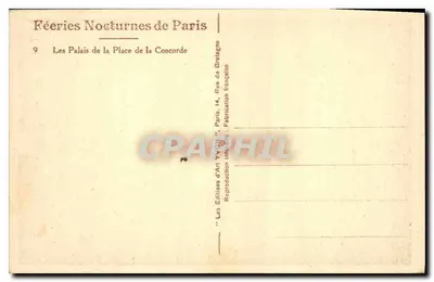 Os Palácios da Praça da Concórdia — Fadas Noturnas de Paris — Éditions d'Art YV017 — Verso