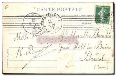 Paris, à noite, Arco do Triunfo — Edição E. L., Paris — Verso