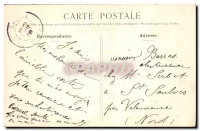 Carta postal — Correspondência — editor não visível — Verso