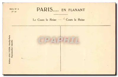 Paryż — Cours la Reine — Wyd. YVON, nr 49 — Rewers