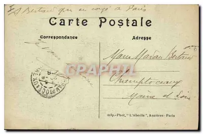 Paris — Hotel de Ville e Estátua de Étienne-Marcel — L'Abeille — Verso