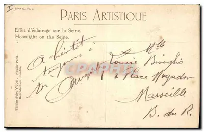 Efeito de iluminação sobre a Sena — Paris Artistique — Edição de Arte YVON, Série II, No. 1 — Verso