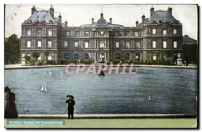 Paris - Palácio do Luxembourg — vista do jardim com lago e barcos a vela — editor S. editor 1924