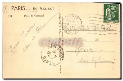 Place du Carrousel — Arc de Triomphe du Carrousel — wydawca Yvon, n°142 — Rewers