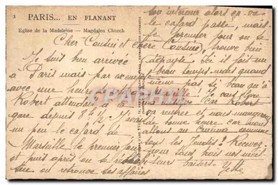 Paris — Igreja da Madeleine — Editor VIVOT — Verso