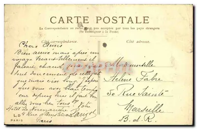 Stara pocztówka Paris Le Petit Palais — Rewers