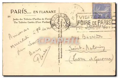 Giardino delle Tuileries — Pavillon de Flore — Les Éditions d'Art d'Art — Verso