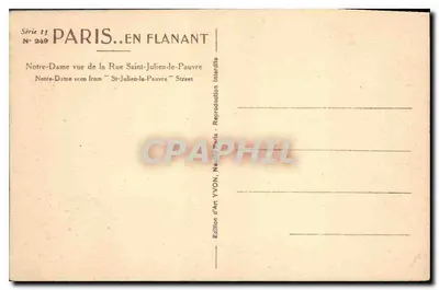 Onze Lieve Vrouw van Parijs — uitzicht van de Rue Saint-Julien-le-Pauvre — Editeurs d'Art YVON — Achterkant