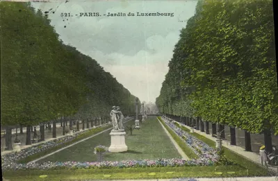 Jardim do Luxembourg — avenida central com estátua — editor anônimo, n° 521