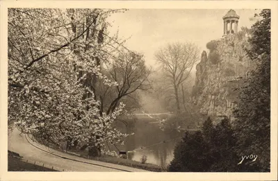 Parque das Buttes-Chaumont — Vista do lago e do templo sobre rocha — Edição de Arte YVON, Série 3 n°48