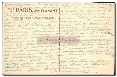 Chalands na Seinie — Barges on the Seine — Wydawnictwo Sztuki YVON, seria 2 — Rewers