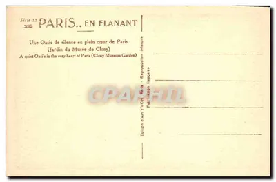 Jardin du Musée de Cluny — Oasis de silence en plein cœur de Paris — Édition d'Art YVON, Paris — Verso
