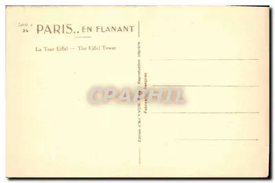 París — La Torre Eiffel — Edición de Arte YVON, París — Reverso