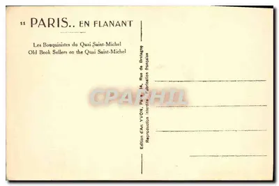 Notre-Dame w Paryżu — Bouquinistes na Quai Saint-Michel — Wydawnictwo YVON — Rewers