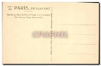 Bloemenmarkt op de Pont au Change — Parijs — Editeurs d'Art YVON — Achterkant