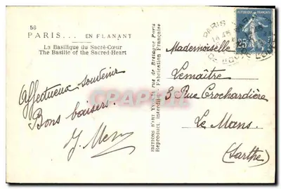 Basiliek van het Heilig Hart — Parijs — Éditions d'Art Yvon, n°56 — Achterkant