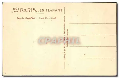 París. Paseando — Rue du Haut-Pavé — Edición de Arte YVON, París — Reverso