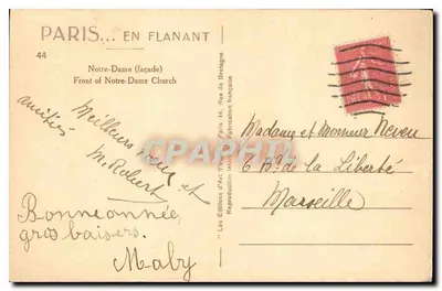 Notre-Dame w Paryżu — fasada — Les Éditions d'Art Yvon, nr 44 — Rewers