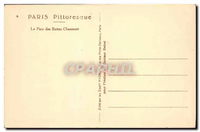 O Parque das Buttes Chaumont — Paris — Editado pelos Estabelecimentos YVON, Paris — Verso