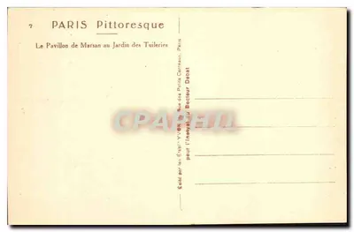 O Pavilhão de Marsan no Jardim das Tuileries — Paris — Editado pelos Estabelecimentos YVEN, Rue des Petits Carreaux, Paris — Verso