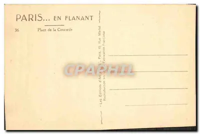 Place de la Concorde — Fontaine de la Concorde i Obelisk — Les Éditions d'Art 'Mortel' n°36 — Rewers